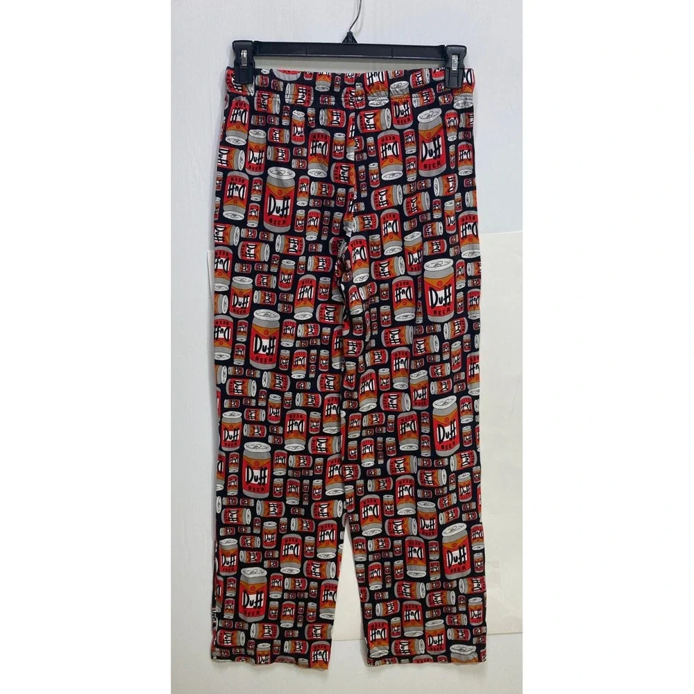 The‎ Simpsons Duff Beer Pajama Pants Womens Small Black Cotton Lounge Sleepwear